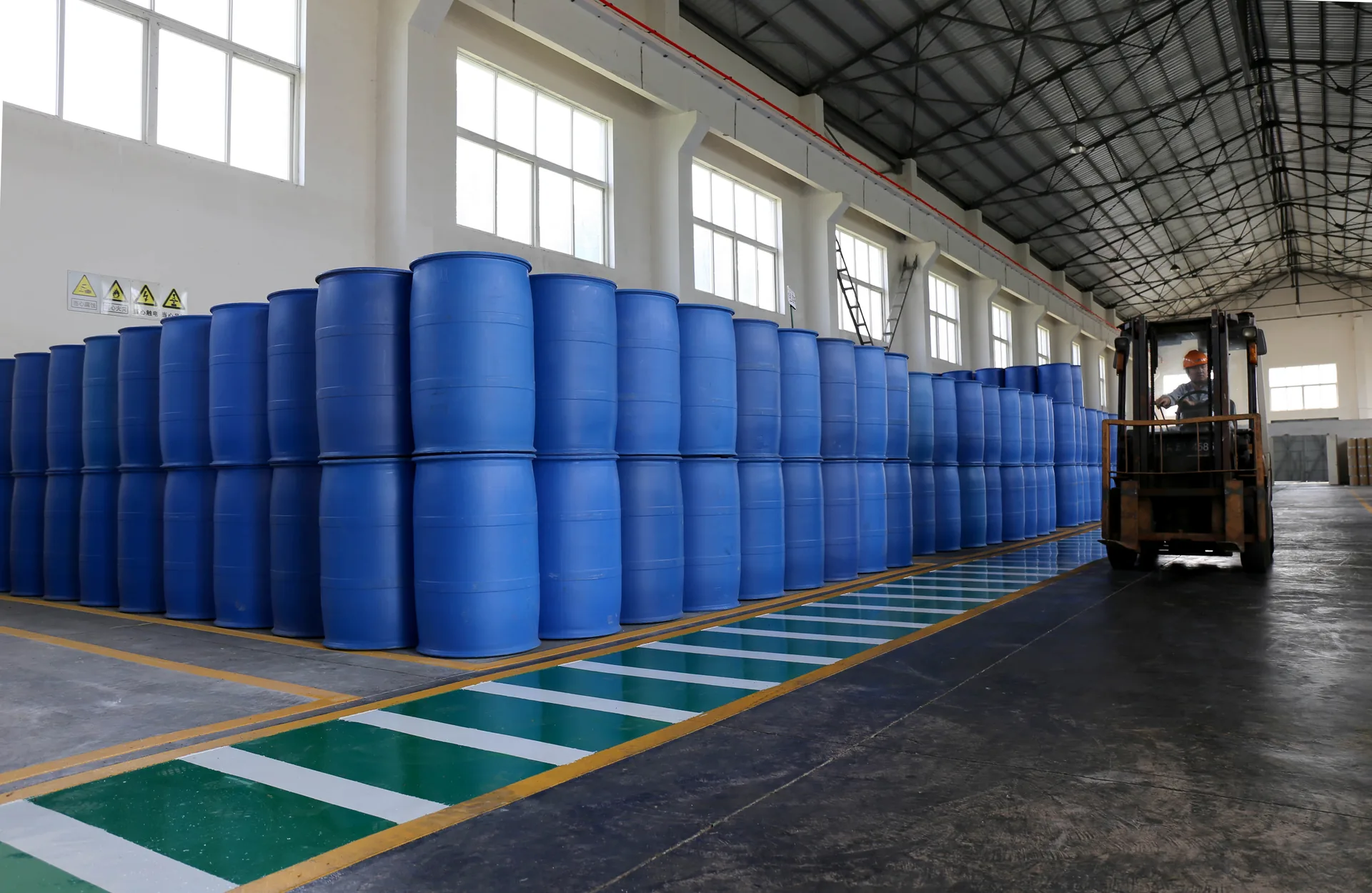 Industrial chemical drum warehouse and logistics operation